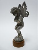 VINTAGE CAR MASCOT- AMOUR FRILEUX after Francois Bazin, CHERUB style standing figure with pierced