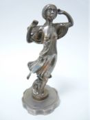 VINTAGE CAR MASCOT - LADY IN FLOWING ROBES by A E Lejeune, stamped AEL 766508, 17.5cms H.