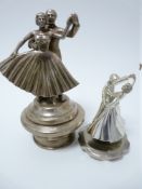 VINTAGE CAR MASCOTS X 2- DANCING COUPLES circa 1920- 1930s, chrome plated, possibly American for