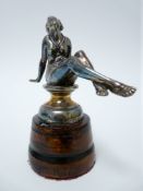 VINTAGE CAR MASCOT-BRITISH CALTHORPE SEATED LADY by A E Lejeune, circa 1920, stamped AEL with