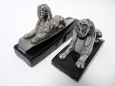 VINTAGE CAR MASCOTS X 2 - RECUMBENT SPHINX for ARMSTRONG STAR SAPPHIRE Model, 5.5cms H, 15cms L, and