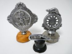 VINTAGE CAR RADIATOR CAP BADGES/MASCOTS X 3 to include ONTARIO MOTOR LEAGUE circa 1907, 10cms H,
