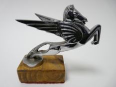 VINTAGE CAR MASCOT- PEGASUS chrome plated, circa 1930s, 11cms H, 14cms L.