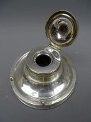 SILVER INKWELL, heavy circular with loaded base, Birmingham 1906
