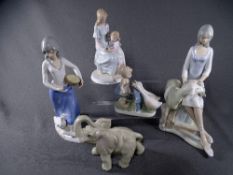 5 LLADRO STYLE FIGURES, various subjects