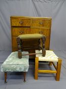 A REPRO WALNUT CHEST of 3 long and 2 short drawers (top requiring repolishing) and 3 assorted