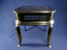 BRASS FOOTMAN, patterned top with side handles