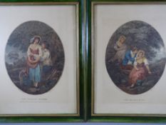 A PAIR OF EARLY OVAL COLOURED PRINTS AFTER WHEATLEY-