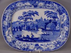 BLUE AND WHITE TURKEY PLATTER-'White Rose' 52x42cms