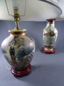 2 REPRODUCTION ORIENTAL pottery based table lamps.