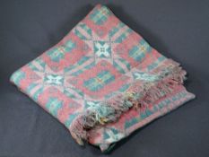 WELSH BLANKET pastel colours with tasselled ends