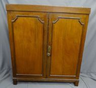 MAHOGANY 2 DOOR CUPBOARD with inner shelves and two base drawers H112 x W100 x D29cms