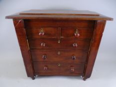 19TH CENTURY MINIATURE CHEST of two over three drawers h38 x w39 x d19cms