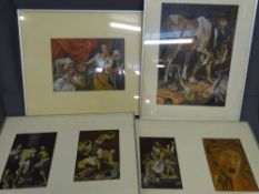 JASON POWER group of four oil sketches after Caravaggio