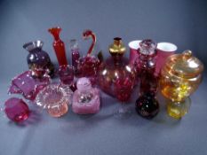 CRANBERRY GLASSWARE- parcel of 7 sundry pieces and good parcel of other coloured glassware