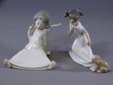 LLADRO-ANGELIC FIGURINE and a Nao figurine- little girl and puppy