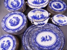 ROYAL DOULTON BLUE AND WHITE dinnerware approximately 60 pieces