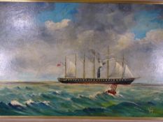 SYD WALKER. OIL ON BOARD the SS Great Britain at sea, monogrammed, 60x90 cms