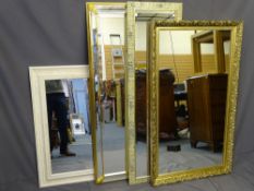 MIRRORS-A GOOD PARCEL OF 4- 2 tall with bevelled glass, a large unbevelled gilt framed and a