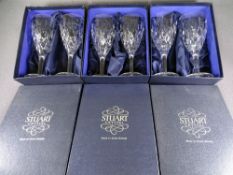 STUART CRYSTAL 3 matching boxed wine glass pairs