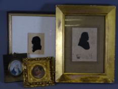 PORTRAIT MINIATURE, POSSIBLY NELSON, two silhouettes and a print