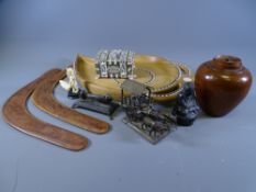 ORIENTAL ITEMS INCLUDING, ALSO TWO BOOMERANGS