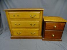 GOOD MAHOGANY 3-DRAWER COMPACT CHEST and a small 2-drawer chest.