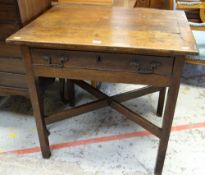 19TH CENTURY OAK SINGLE DRAWER LOW-BOY DESK, 76cms wide