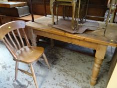 VINTAGE PINE FARMHOUSE TABLE & SINGLE PINE CHAIR (2)