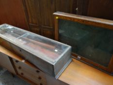 TWO VINTAGE RETAILER'S TABLE TOP CABINETS and a box of lighting (3)