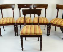 SET OF TEN WILLIAM IV MAHOGANY DINING CHAIRS having tapering stuff-over seats of reeded tapered