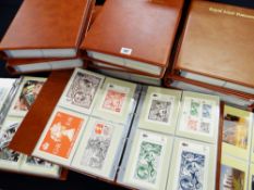 TWELVE ALBUMS OF ROYAL MAIL POSTCARDS organised into year spans from 1982 (brown) (12)