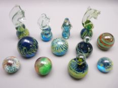 VINTAGE GLASS PAPERWEIGHTS x 12 by Mdina and other makers in similarly styled patterns and colours