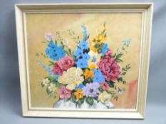 PEARL BAILEY- PAPER COLLAGE, still life flowers in a vase, 48x54cms