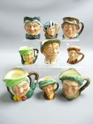SMALL ROYAL DOULTON CHARACTER JUGS x 9, various titles include 'Jarge', 'Grandma', 'Sairey Gamp', '