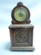 GERMAN MUSICAL SYMPHONIUM MANTEL CLOCK, single interior disk marked 'Junghans In the Gloaming,