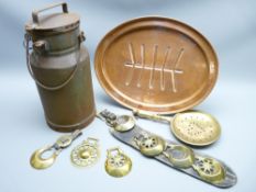 ANTIQUE & VINTAGE METALWARE: A QUANTITY to include a small lidded milk churn, 35cms overall