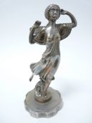VINTAGE CAR MASCOT - LADY IN FLOWING ROBES by A E Lejeune, stamped AEL 766508, 17.5cms H.