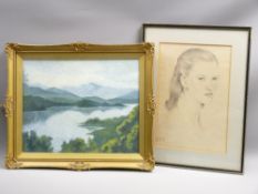 MALCOLM HAYLETT (1923-2000) pencil portrait of an elegant, long-haired lady, signed with 'St Ives'