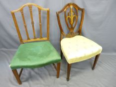 ANTIQUE MAHOGANY SIDE CHAIRS x 2 including a good Sheraton-style shield back example with Prince