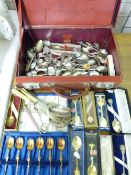 COMMEMORATIVE & OTHER COLLECTORS SPOONS in a red vintage stationery case