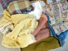 CHENILLE-TYPE TABLE COVERS & VARIOUS THROWS: A QUANTITY