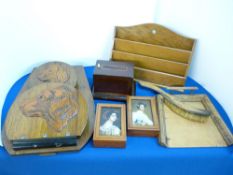 DOG CARVED WALL RACK, OTHER HOUSEHOLD TREEN ITEMS & DECORATIVE BOXES
