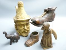 OLD LADY NUTCRACKER & OTHER ITEMS OF CARVED TREEN