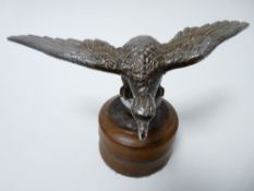 VINTAGE CAR MASCOT - DESMO EAGLE ON BALL 6.5cms H, 18cms Span.