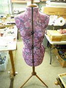 DRESSMAKER'S DUMMY on a tripod wooden stand