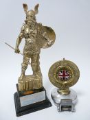 VINTAGE AUTOMOBILIA - RADIATOR CAP BADGE RAC and a TROPHY FIGURINE the badge numbered B7662, Rd