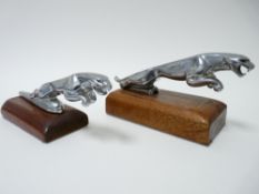 VINTAGE CAR MASCOTS X 2 - LEAPING JAGUAR 3.5L pre-war example, 6.5cms H, 19cms L and a 94- LEAPING