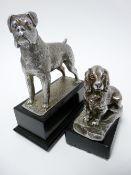VINTAGE CAR MASCOTS X 2 - DOGS by Beards of Cheltenham, to include BOXER, 9.75cms H, 10cms L, and