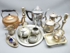 PEWTER & EPNS TEAWARE, modern metal candlesticks ETC